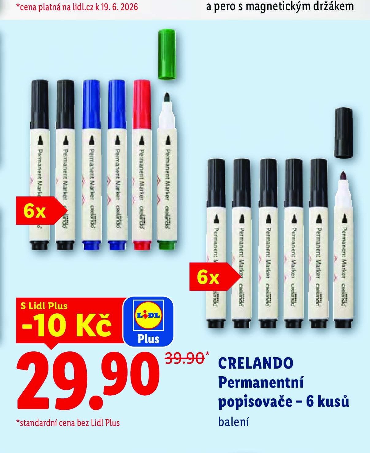 CRELANDO Permanentní popisovače – 6 kusů