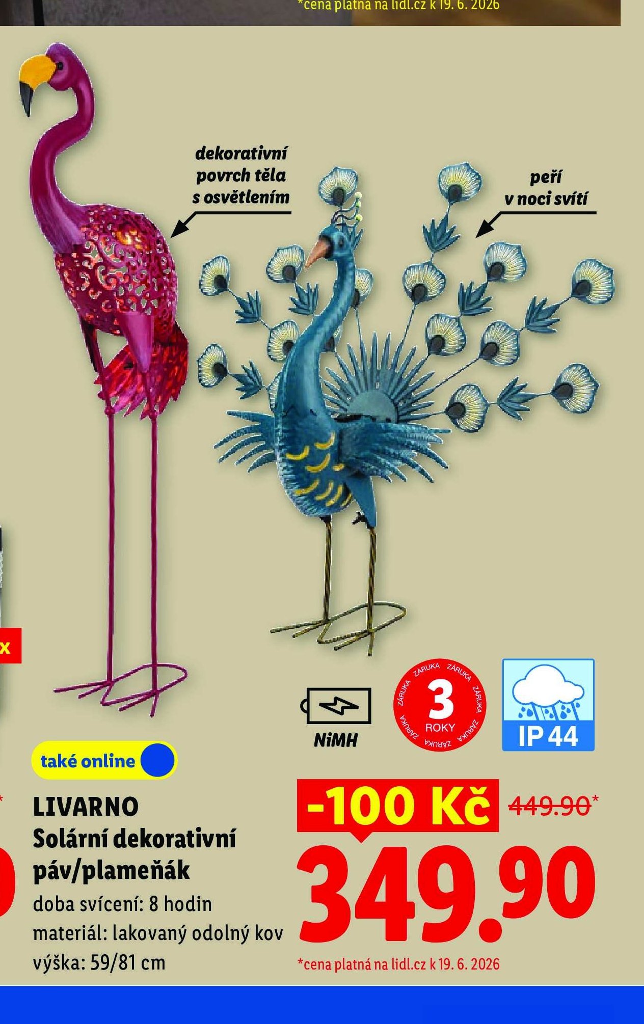 LIVARNO Solární dekorativní páv/plameňák