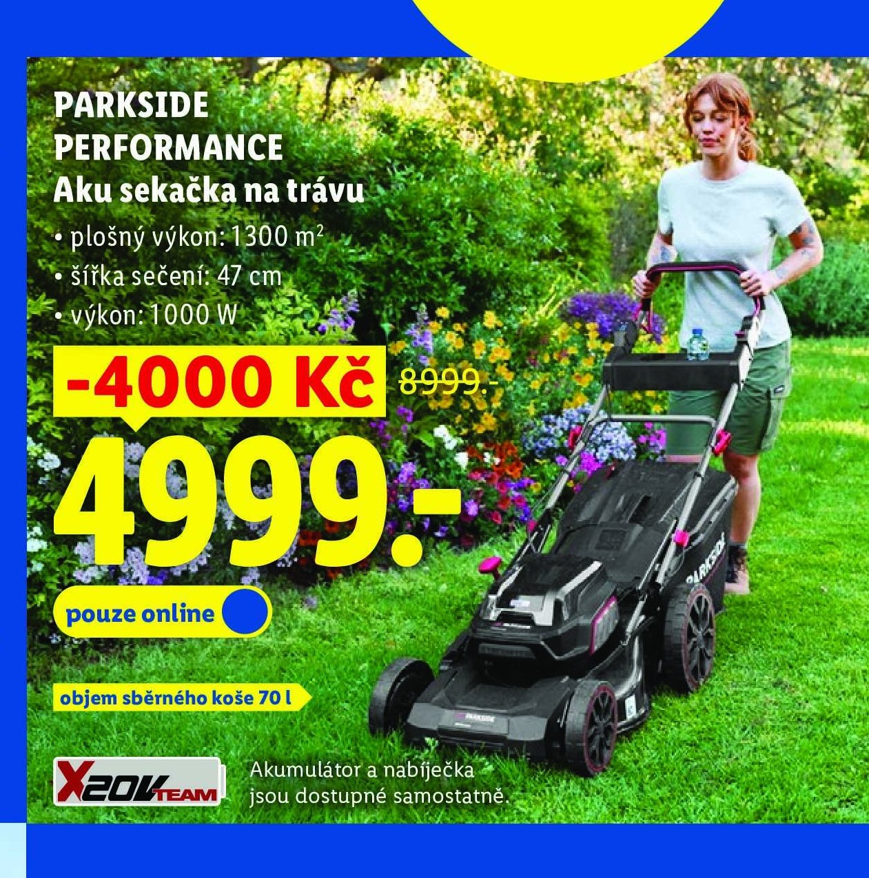 PARKSIDE PERFORMANCE Aku sekačka na trávu