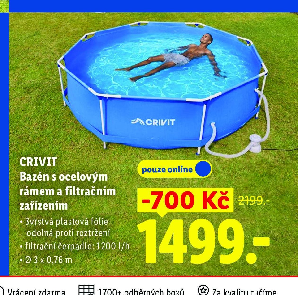 CRIVIT Bazén s ocelovým rámem a filtračním zařízením