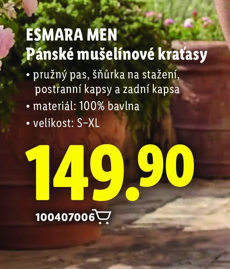 ESMARA MEN Pánské mušelínové kraťasy