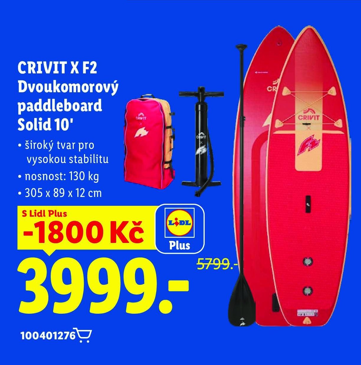 CRIVIT X F2 Dvoukomorový paddleboard Solid 10'