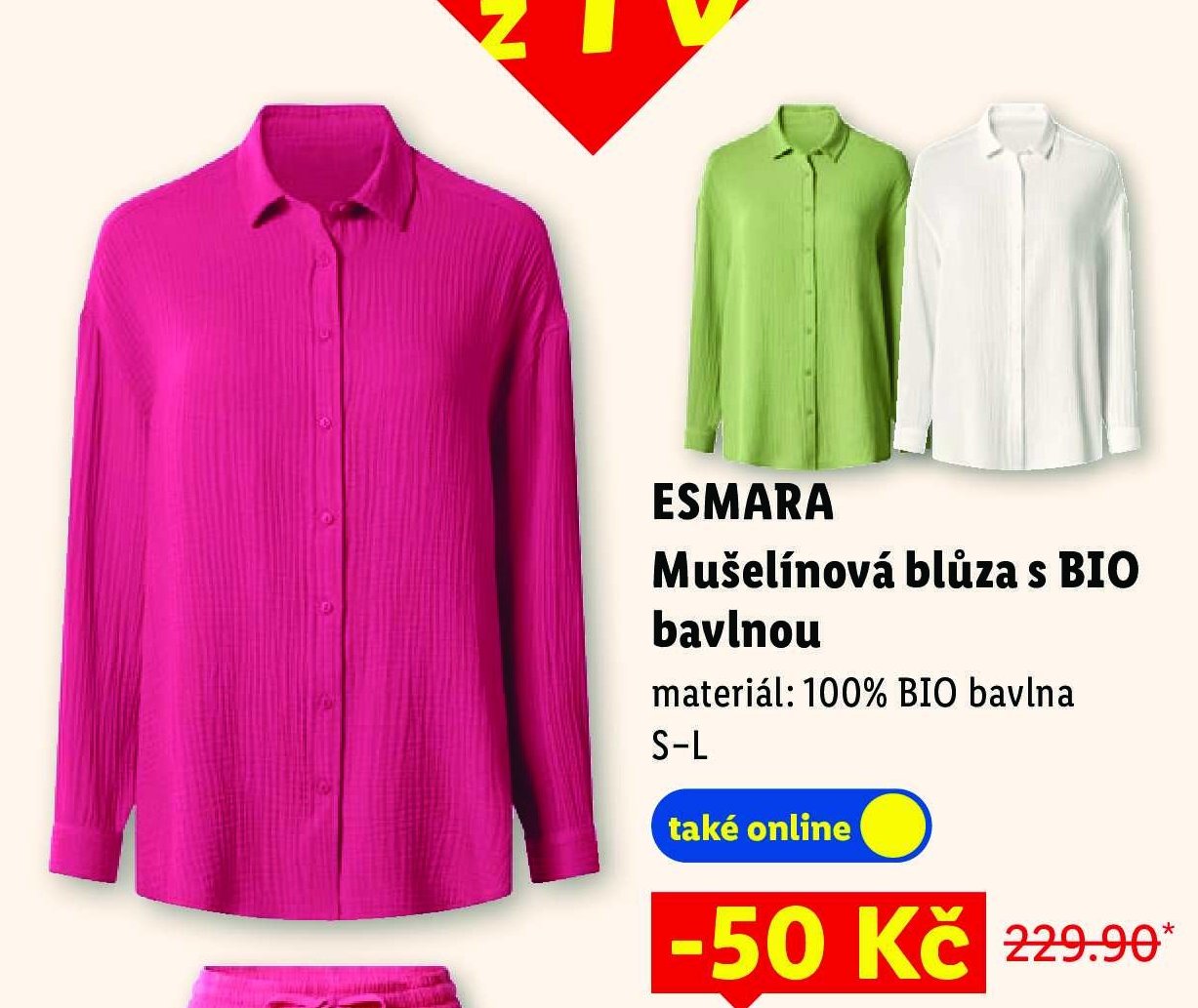 ESMARA Mušelínová blůza s BIO bavlnou