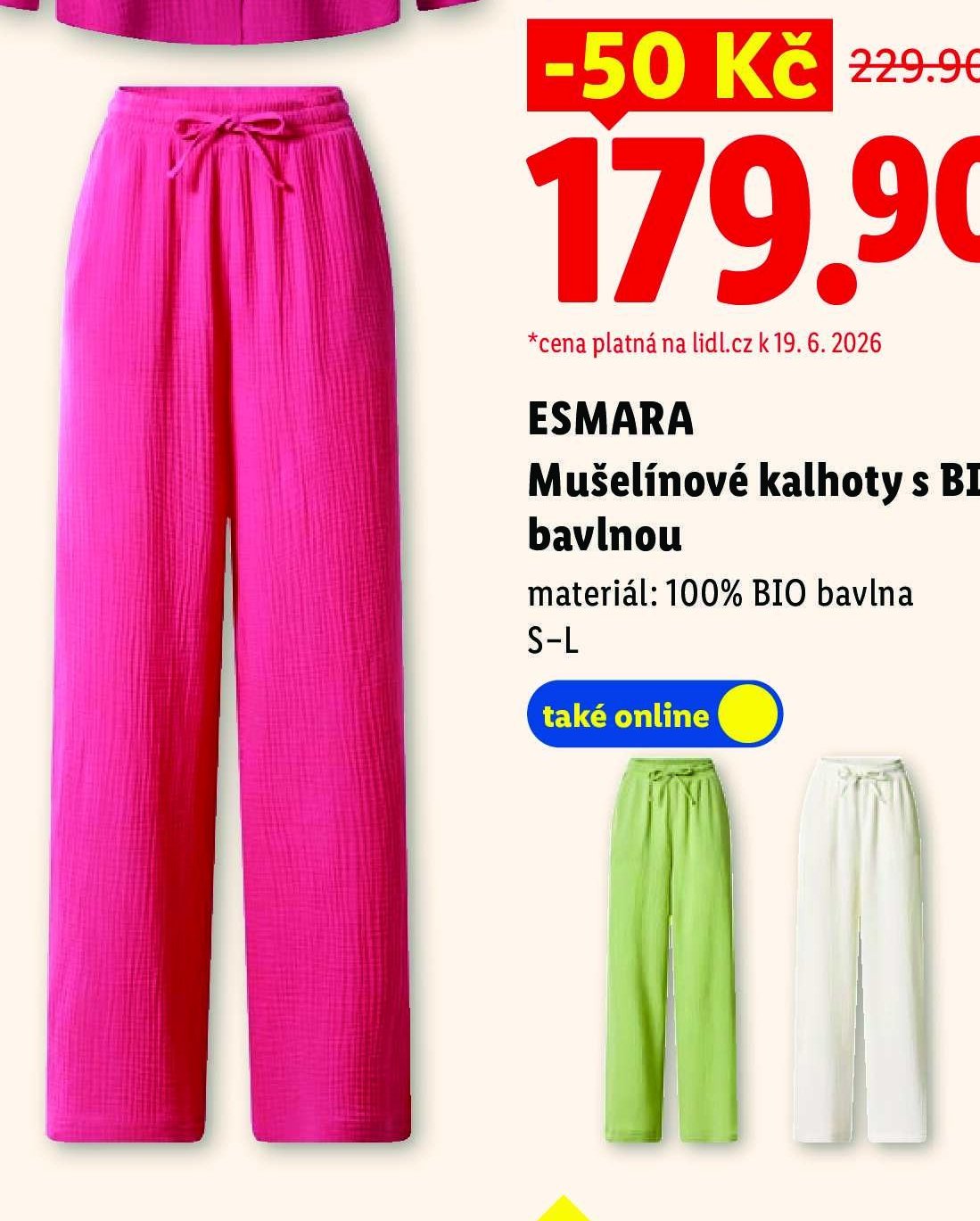 ESMARA Mušelínové kalhoty s BIO bavlnou