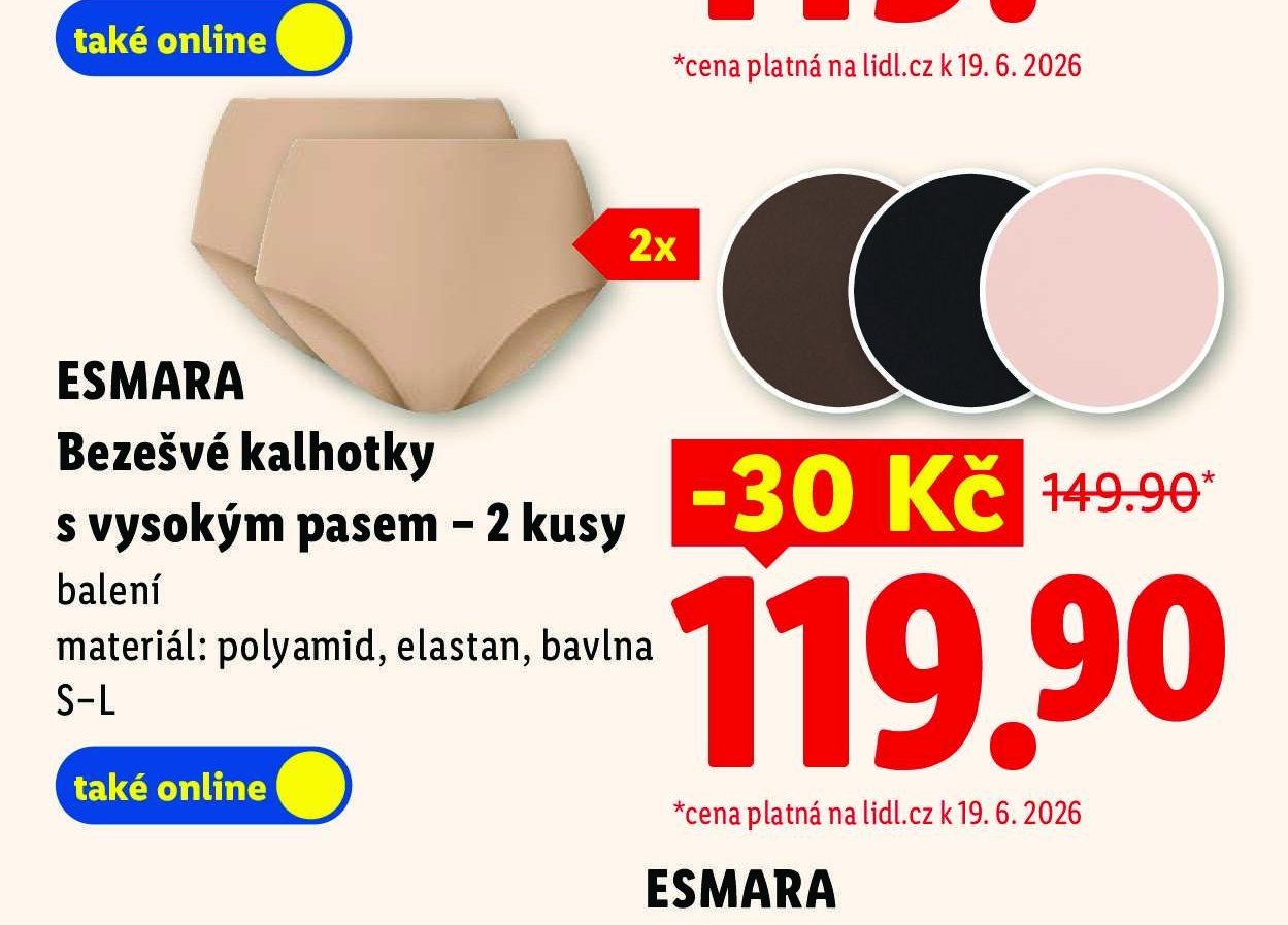 Esmara Bezešvé kalhotky s vysokým pasem – 2 kusy