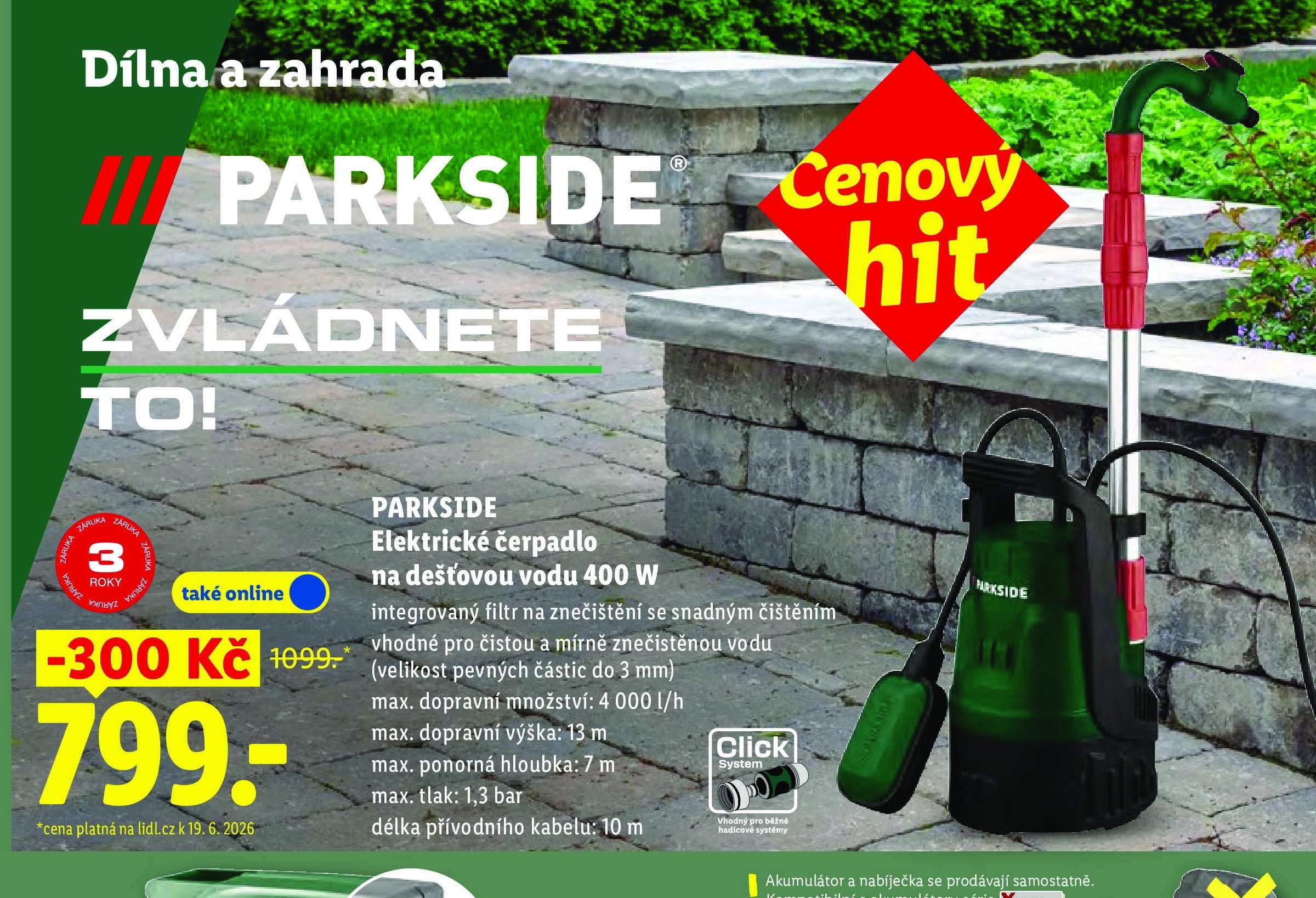 PARKSIDE Elektrické čerpadlo na dešťovou vodu 400 W