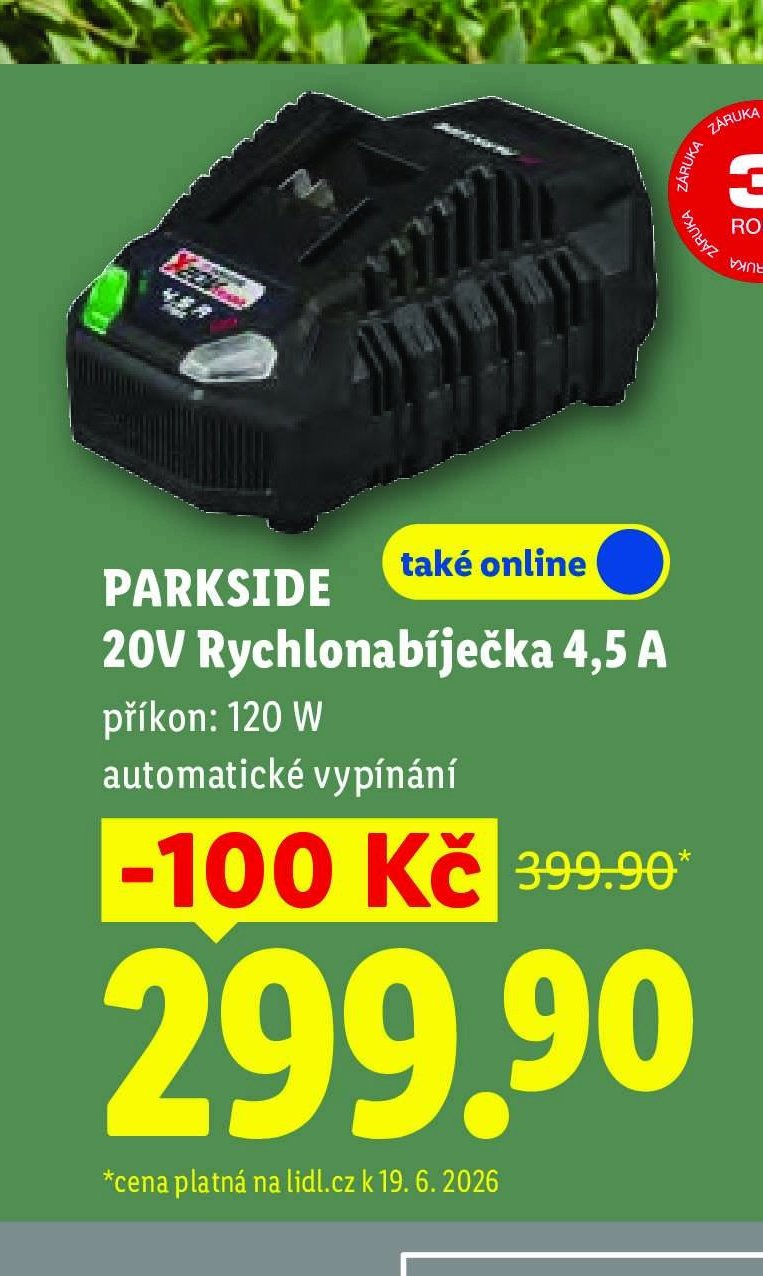 PARKSIDE 20V Rychlonabíječka 4,5 A