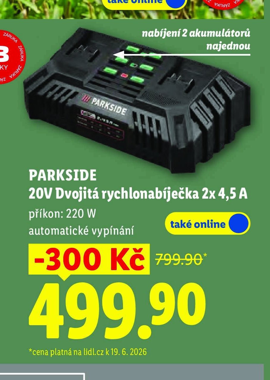 PARKSIDE 20V Dvojitá rychlonabíječka 2x 4,5 A