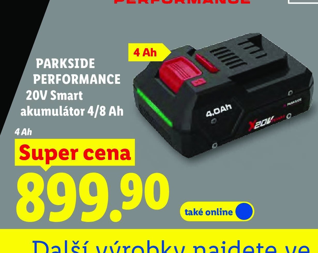 PARKSIDE PERFORMANCE 20V Smart akumulátor 4/8 Ah 4 Ah