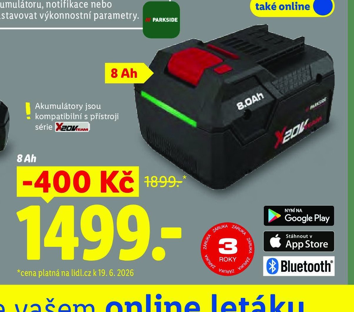 PARKSIDE PERFORMANCE 20V Smart akumulátor 4/8 Ah 8 Ah