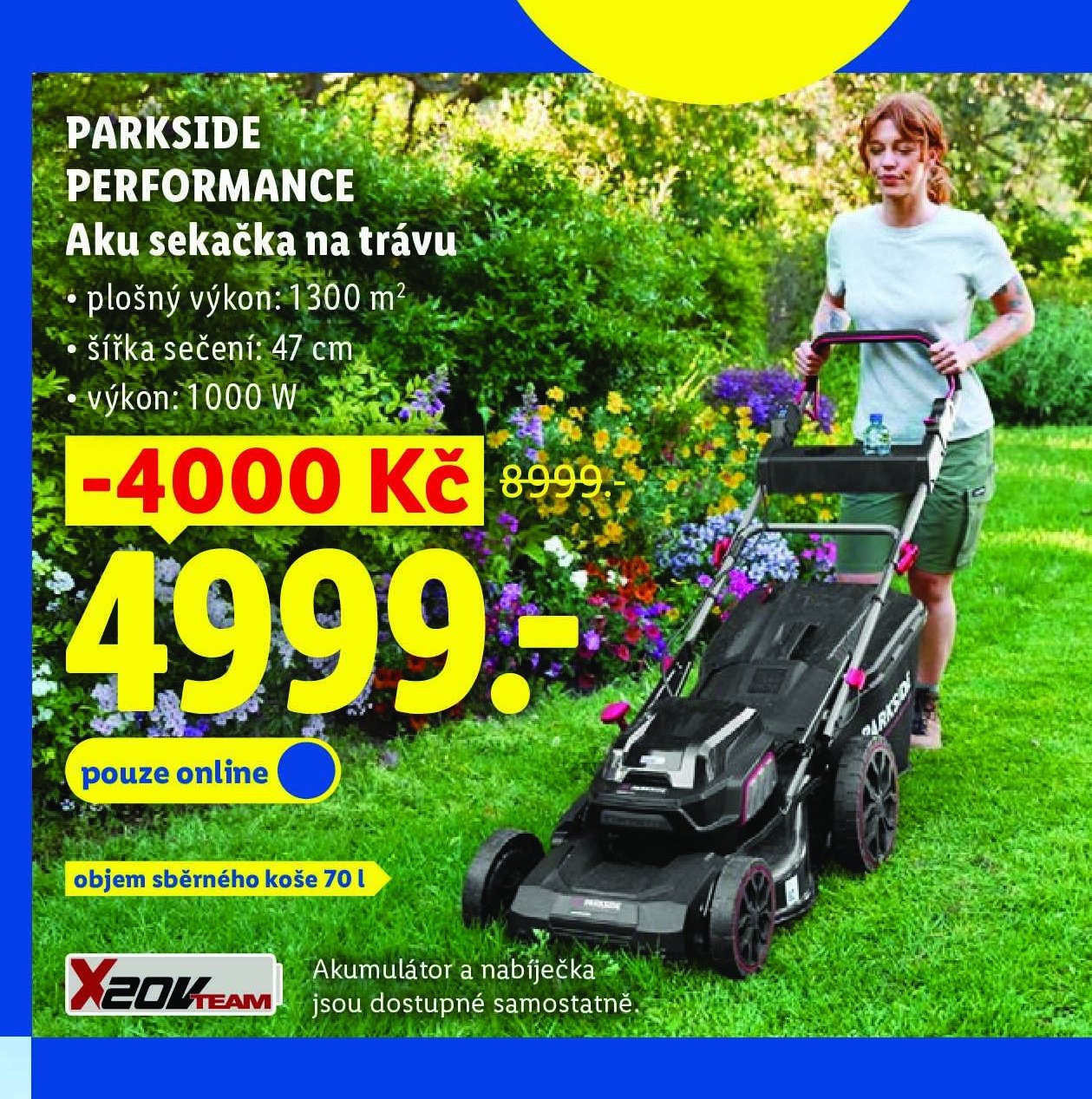 PARKSIDE PERFORMANCE Aku sekačka na trávu