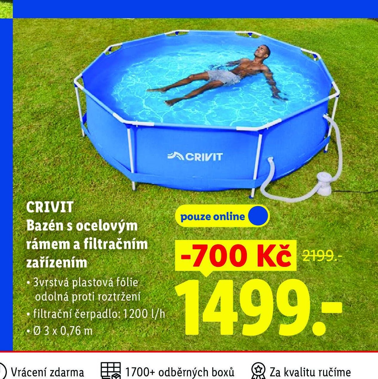 CRIVIT Bazén s ocelovým rámem a filtračním zařízením
