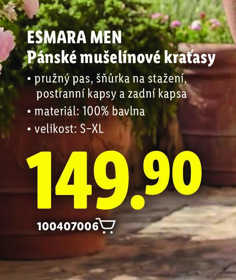 ESMARA MEN Pánské mušelínové kraťasy