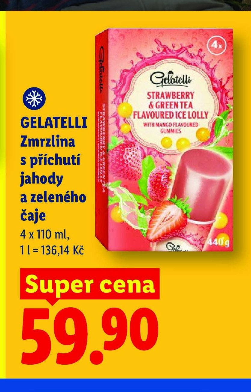 GELATELLI Zmrzlina s příchutí jahody a zeleného čaje