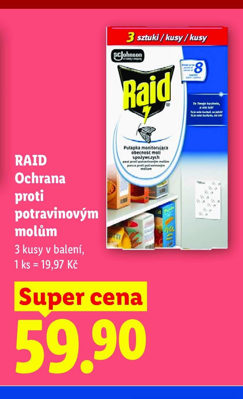 RAID Ochrana proti potravinovým molům 3 kusy v balení