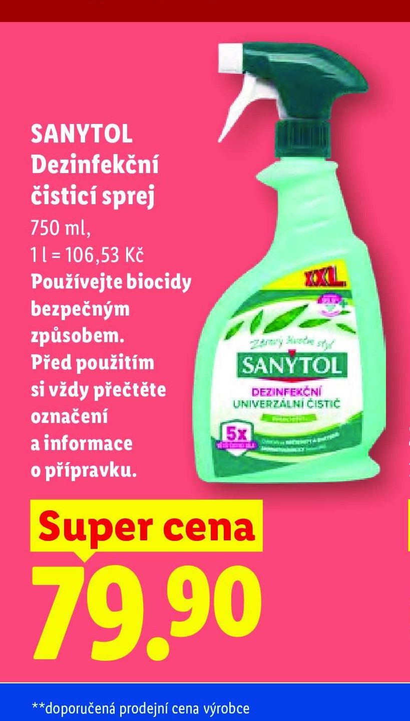 SANYTOL Dezinfekční čisticí sprej 750 ml