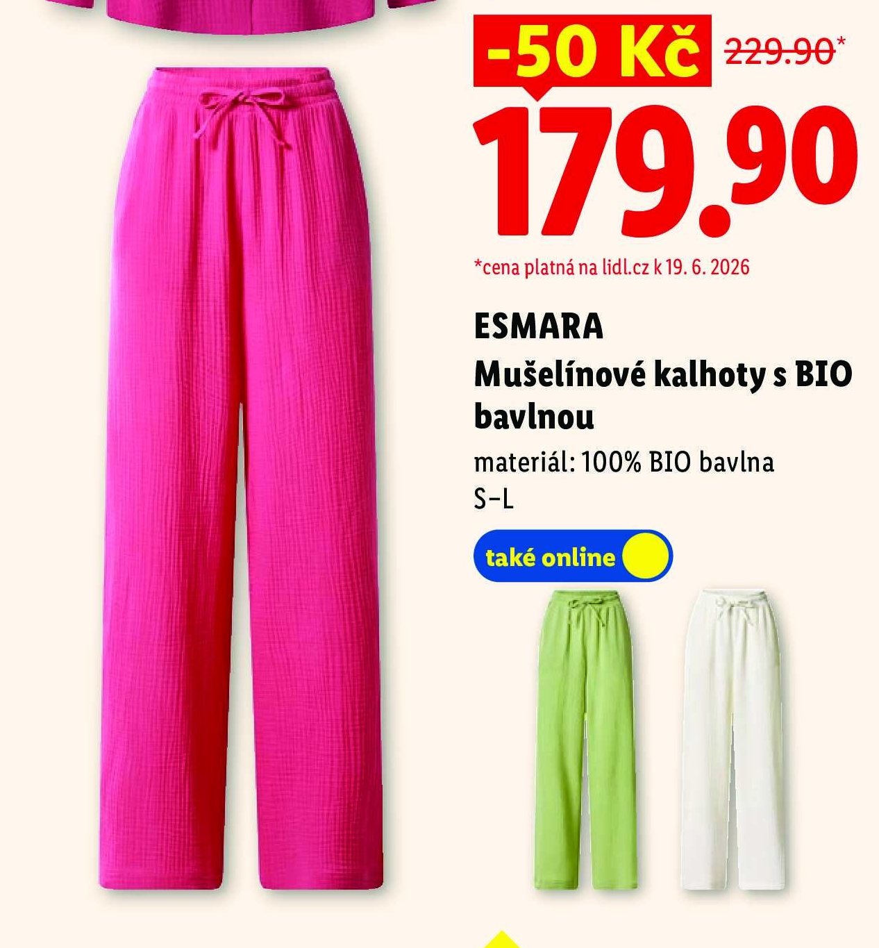 ESMARA Mušelínové kalhoty s BIO bavlnou