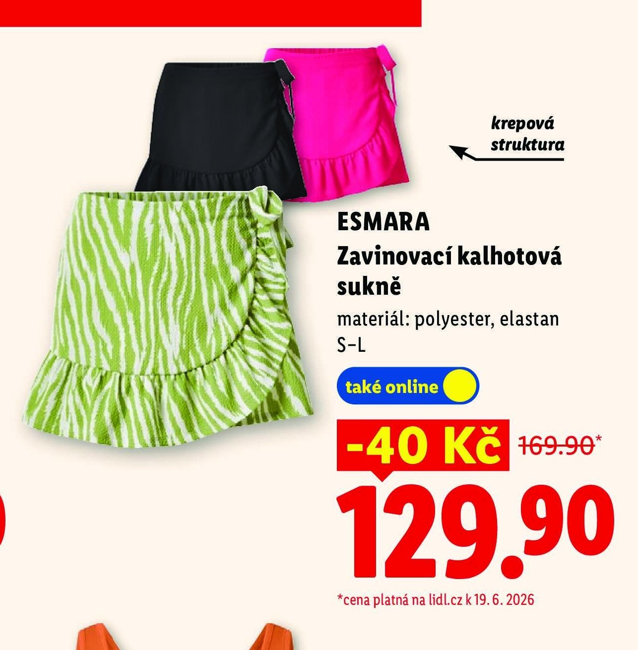 Esmara Zavinovací kalhotová sukně
