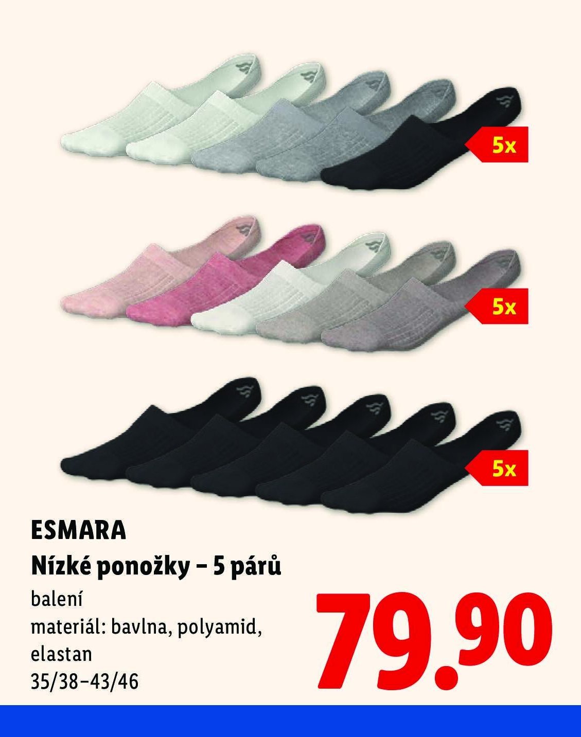 Esmara Nízké ponožky – 5 párů