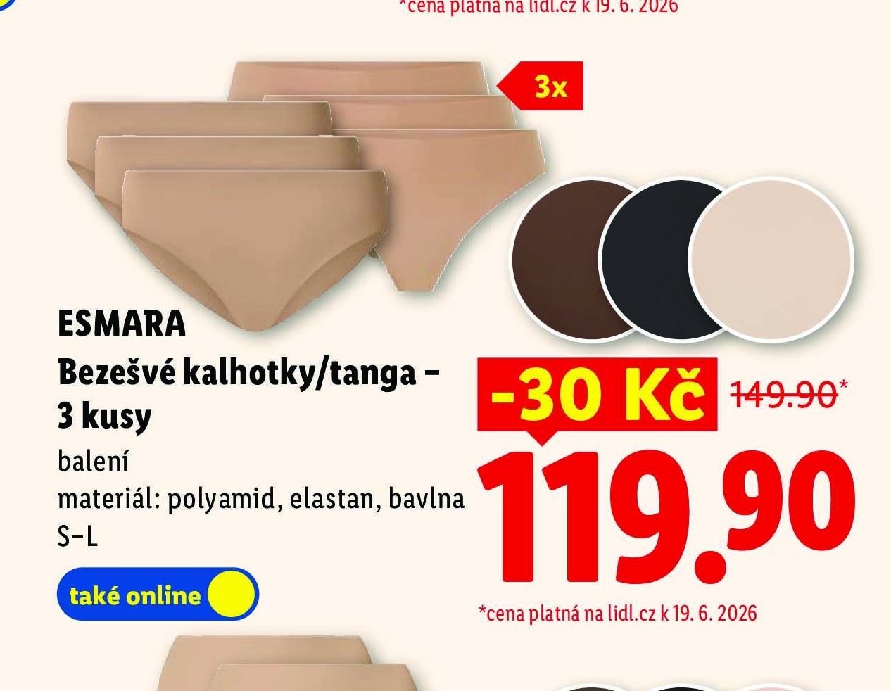 Esmara Bezešvé kalhotky/tanga – 3 kusy
