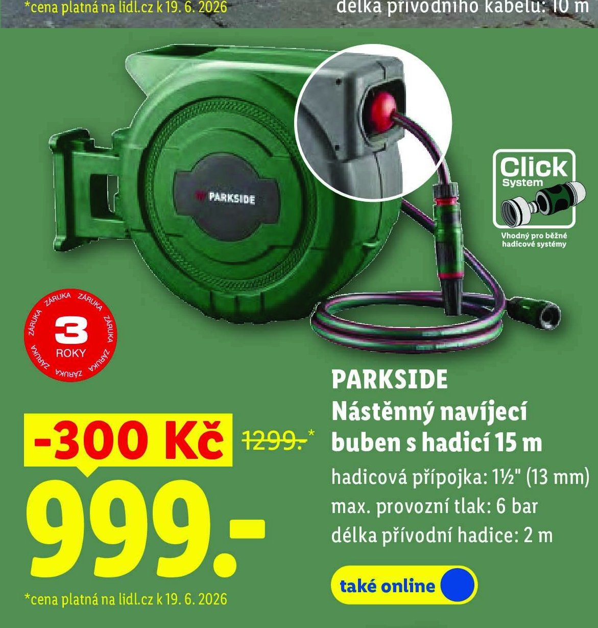 PARKSIDE Nástěnný navíjecí buben s hadicí 15 m
