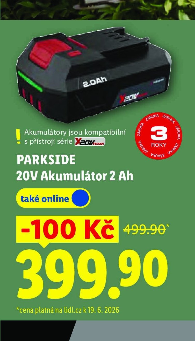 PARKSIDE 20V Akumulátor 2 Ah