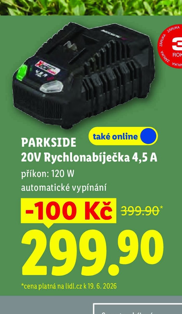 PARKSIDE 20V Rychlonabíječka 4,5 A
