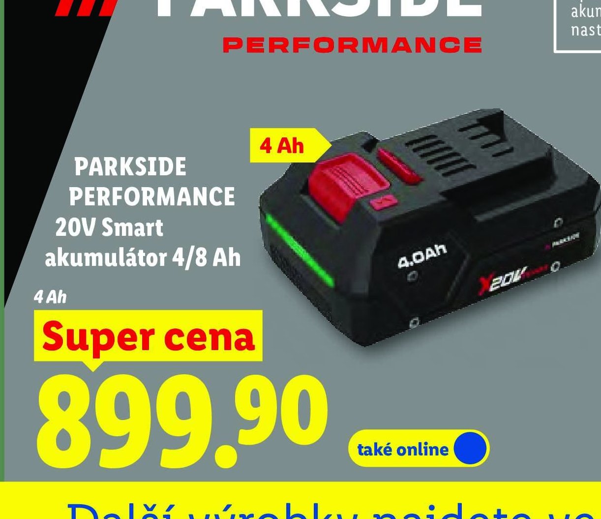 PARKSIDE PERFORMANCE 20V Smart akumulátor 4/8 Ah