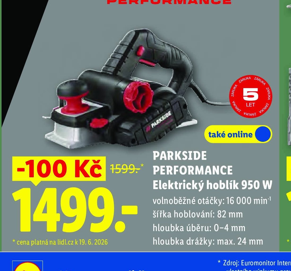 PARKSIDE PERFORMANCE Elektrický hoblík 950 W
