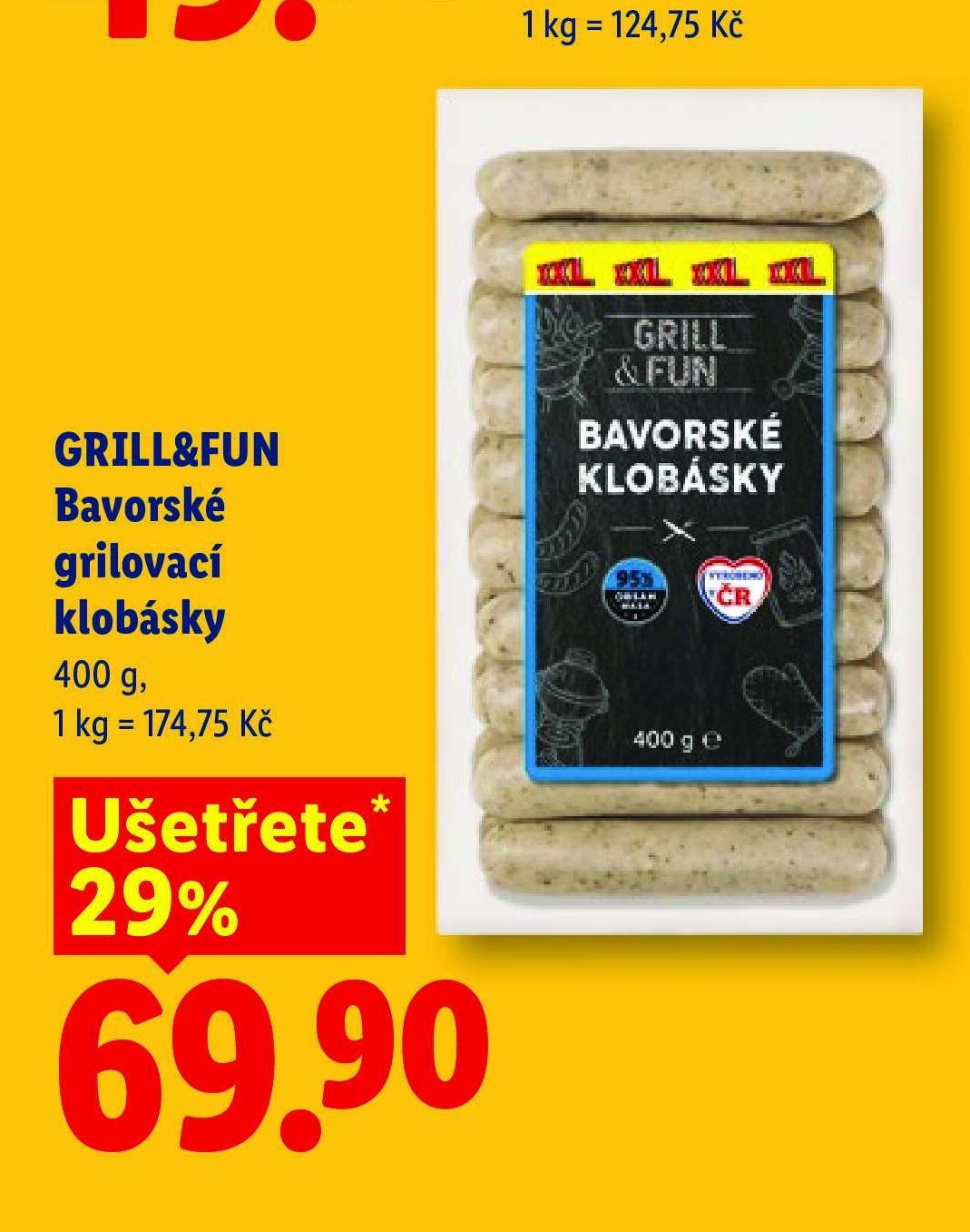 GRILL&FUN Bavorské grilovací klobásky 400 g
