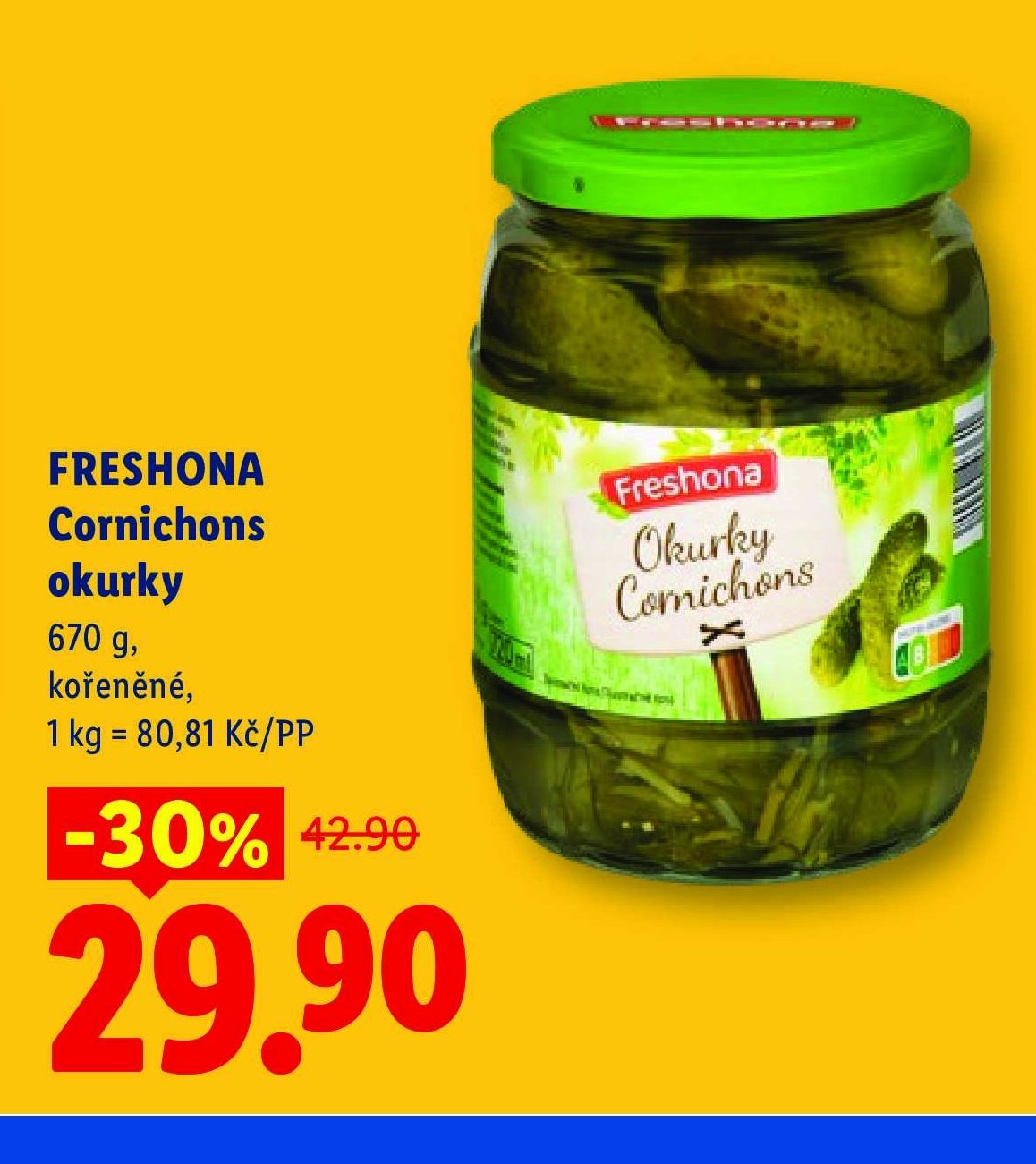 FRESHONA Cornichons okurky 670 g