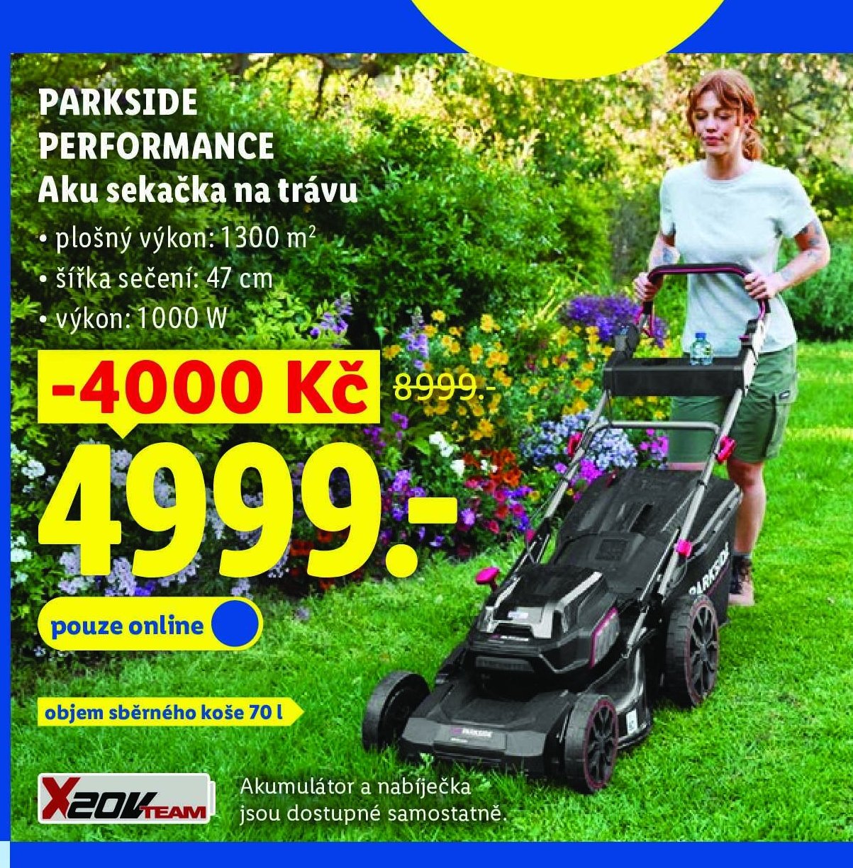 PARKSIDE PERFORMANCE Aku sekačka na trávu