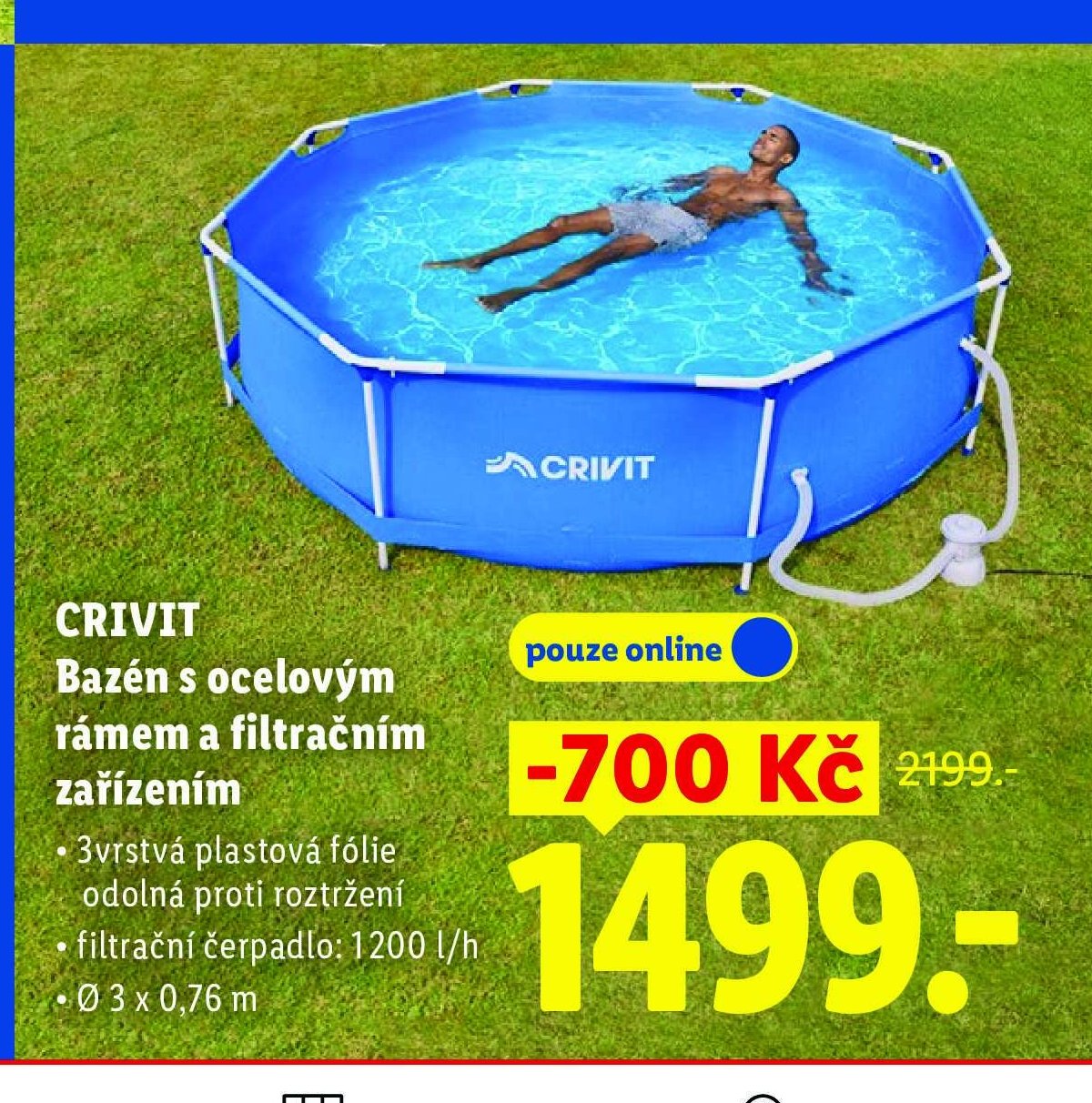 CRIVIT Bazén s ocelovým rámem a filtračním zařízením