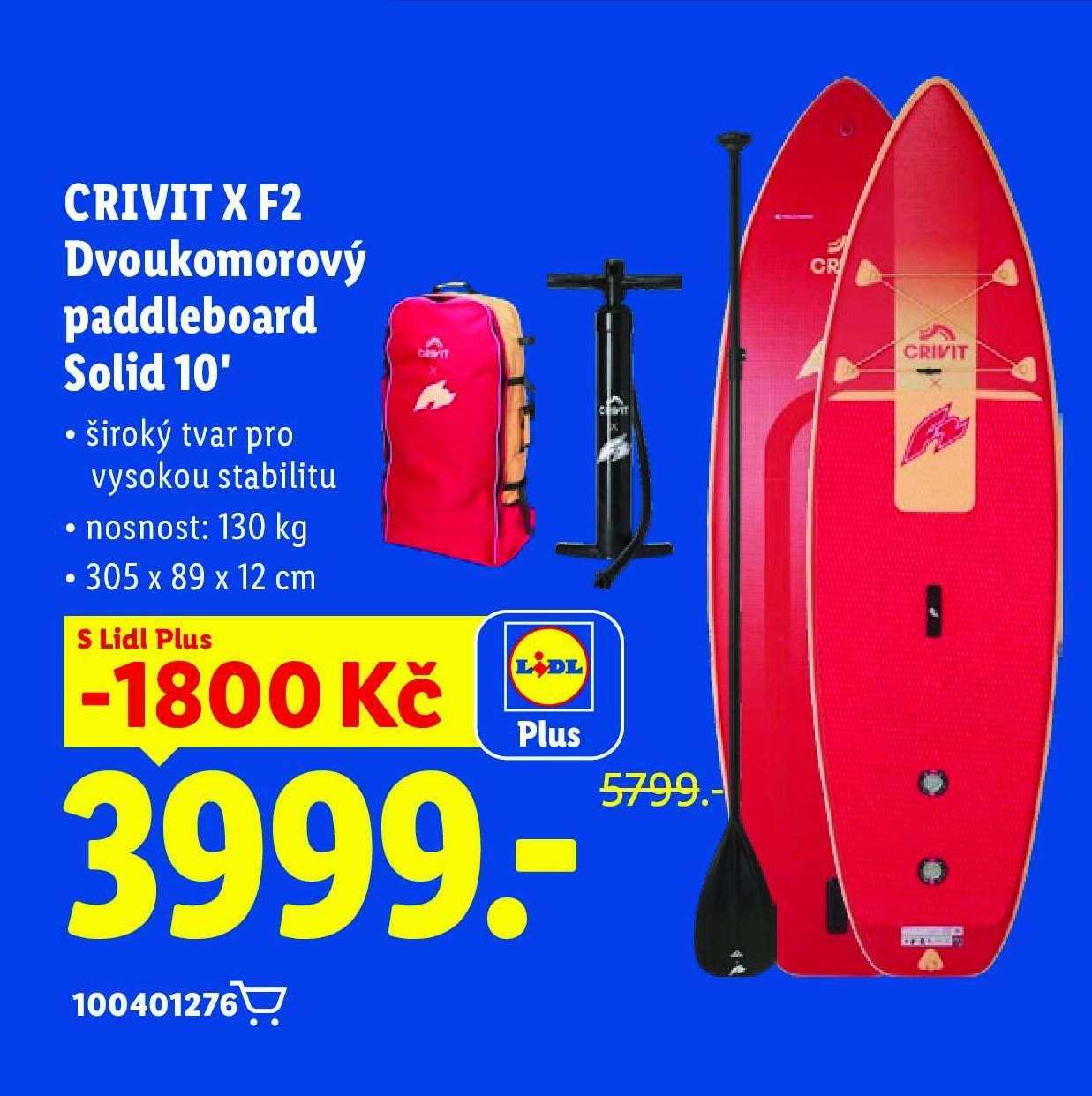 CRIVIT X F2 Dvoukomorový paddleboard Solid 10'