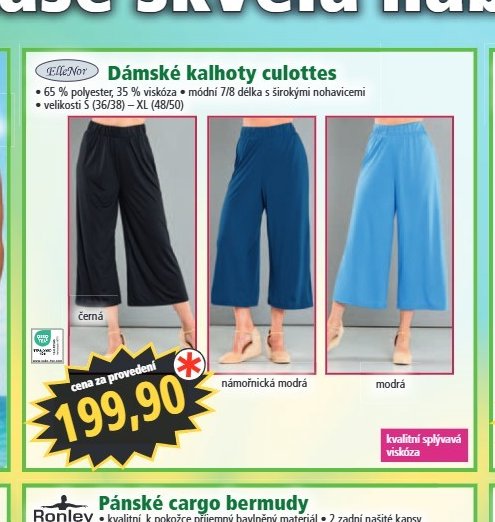 Dámské kalhoty culottes