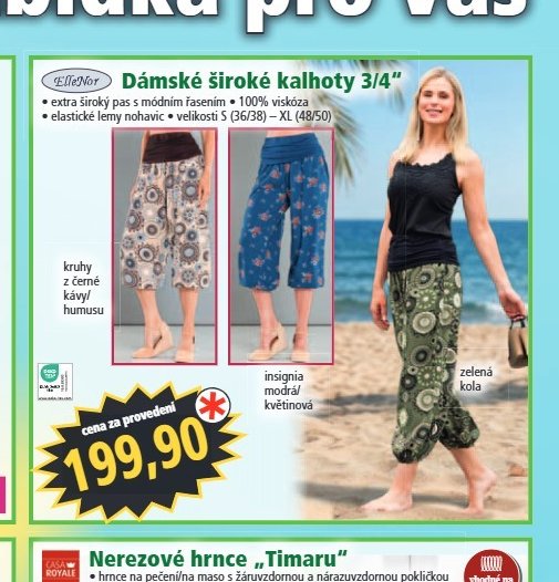 Dámské široké kalhoty 3/4