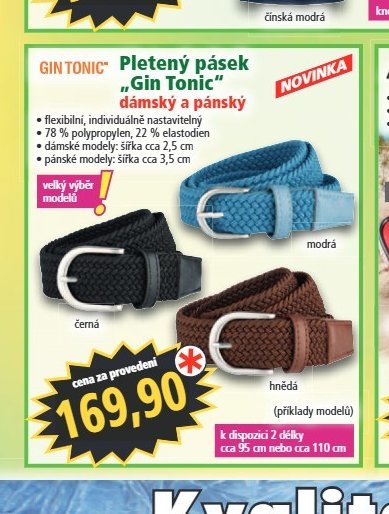 Pletený pásek „Gin Tonic“ dámský a pánský