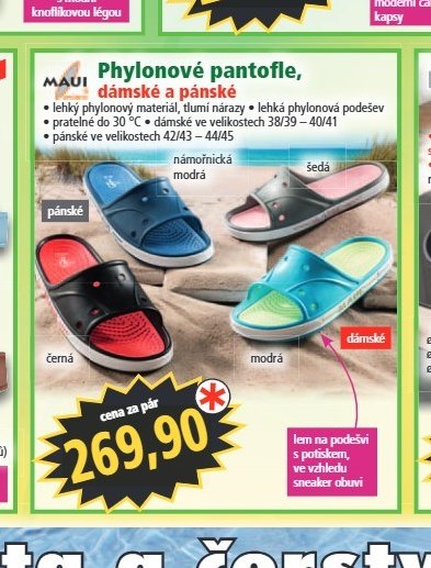 Phylonové pantofle, dámské a pánské