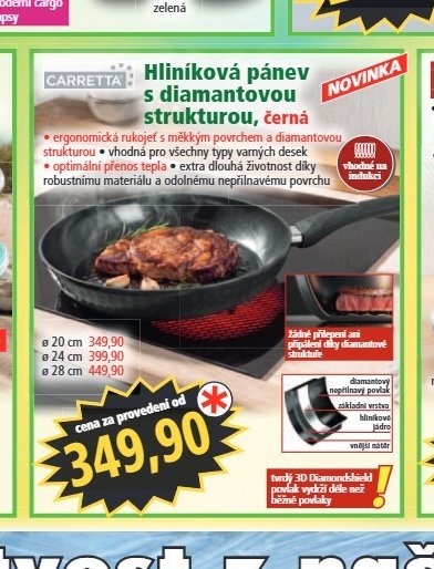 Hliníková pánev s diamantovou strukturou, černá