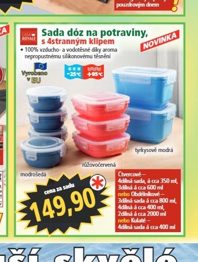 Sada dóz na potraviny, s 4stranným klipem
