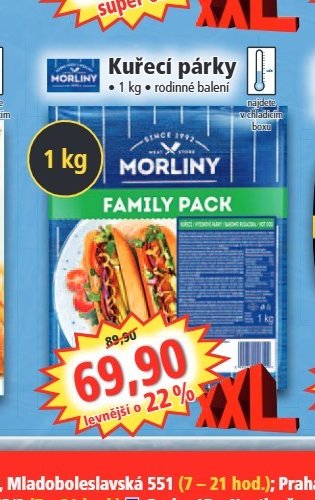 Kuřecí párky Morliny Family Pack