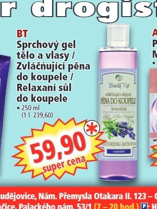 BT Sprchový gel tělo a vlasy / Zvláčňující pěna do koupele / Relaxační sůl do koupele