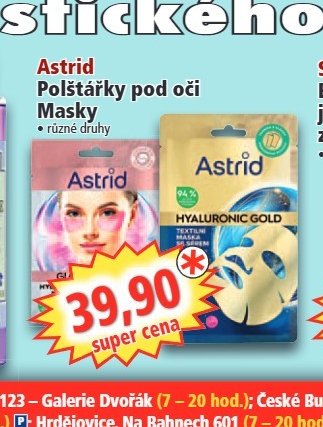 Astrid Polštářky pod oči Masky