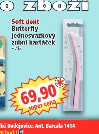 Soft dent Butterfly jednosvazkový zubní kartáček