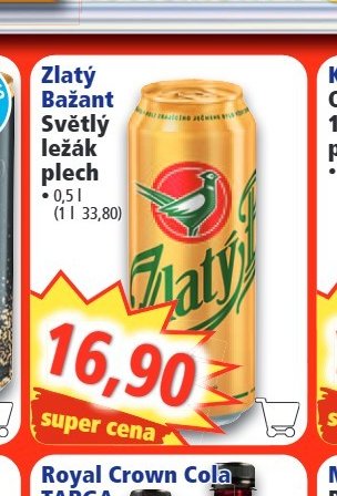 Zlatý Bažant Světlý ležák plech