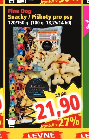 Fine Dog Snacky / Piškoty pro psy 120/150 g