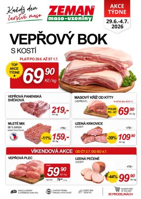 akční leták ZEMAN maso - uzeniny 29.6.2026-4.7.2026