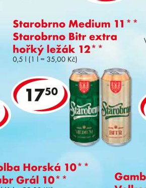 Starobrno Medium 11 / Starobrno Bitr extra hořký ležák 12