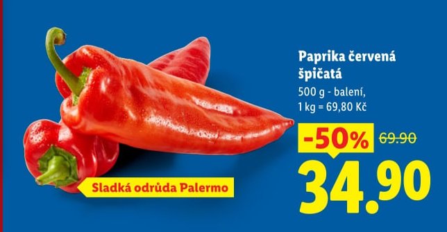 Paprika červená špičatá