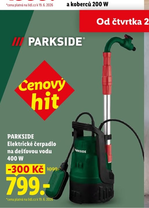 PARKSIDE Elektrické čerpadlo na dešťovou vodu 400 W